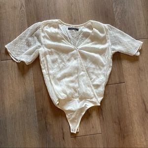 Abercrombie & Fitch White Blouse Thong Bodysuit